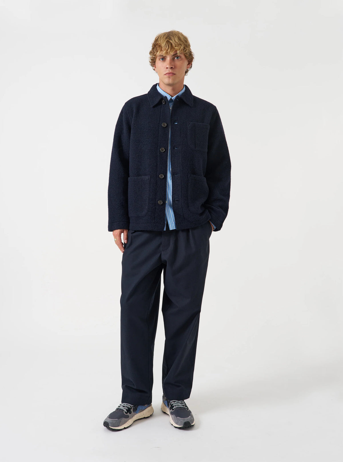Universal Works Wool Fleece Field Jacket Dark Navy