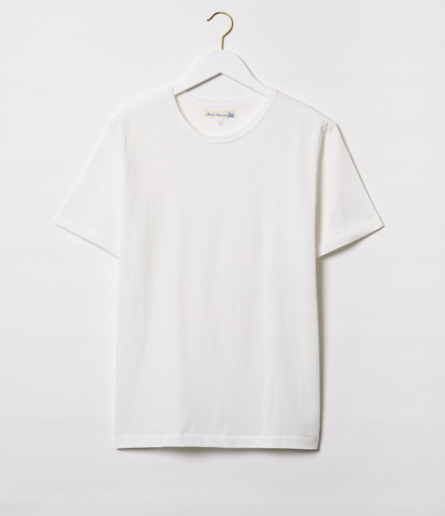 Merz B. Schwanen 215 2-Thread Organic Cotton Crew Neck Tee White