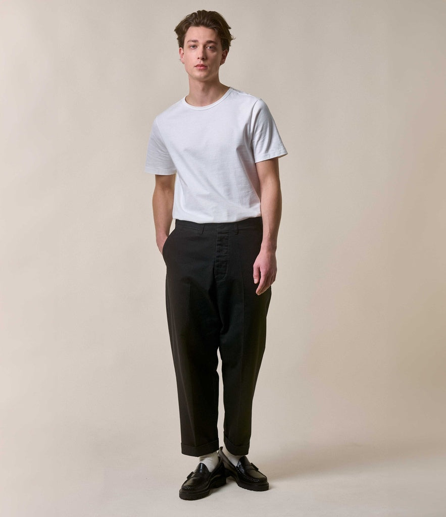 Merz B. Schwanen 215 2-Thread Organic Cotton Crew Neck Tee White