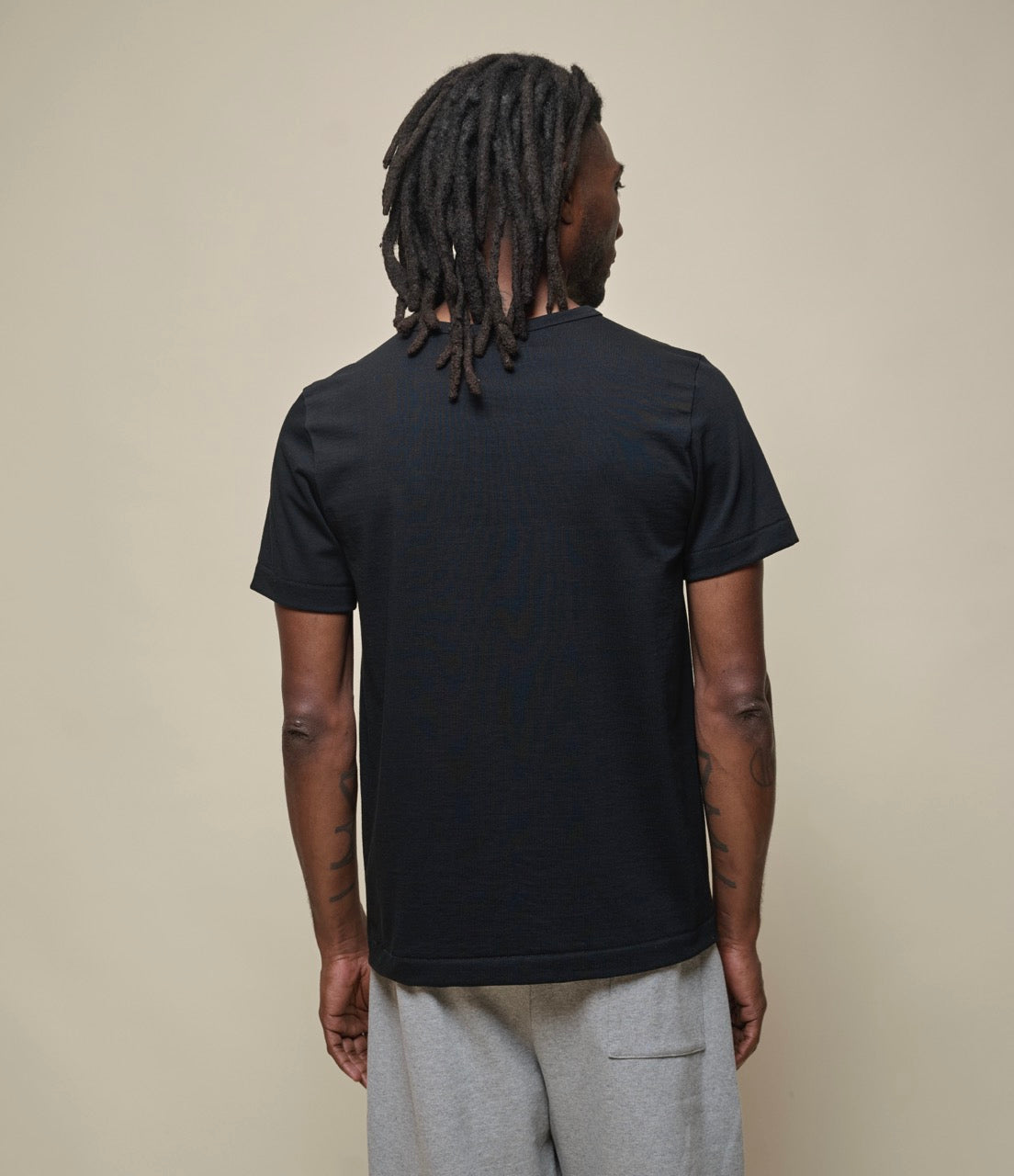 Merz B. Schwanen 215 2-Thread Organic Cotton Crew Neck Tee Deep Black