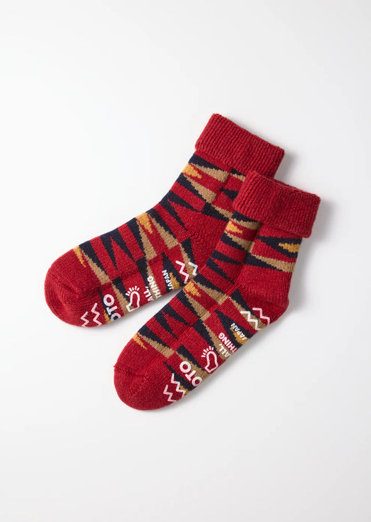 ROTOTO Merino Lambs Wool Room Socks Native Red