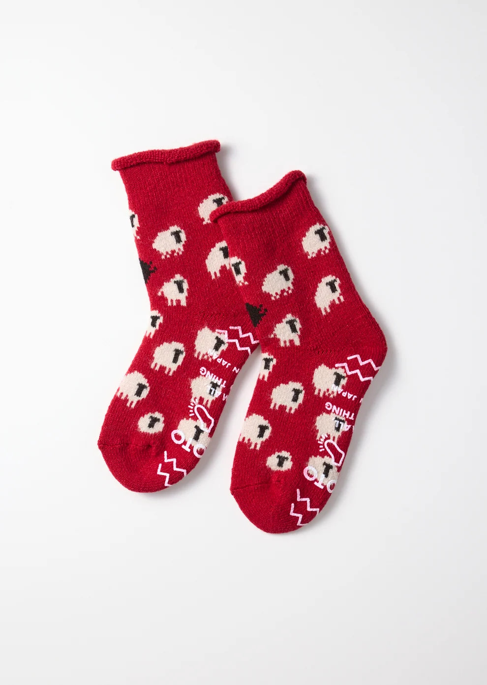 ROTOTO Pile Room Socks Sheep Red