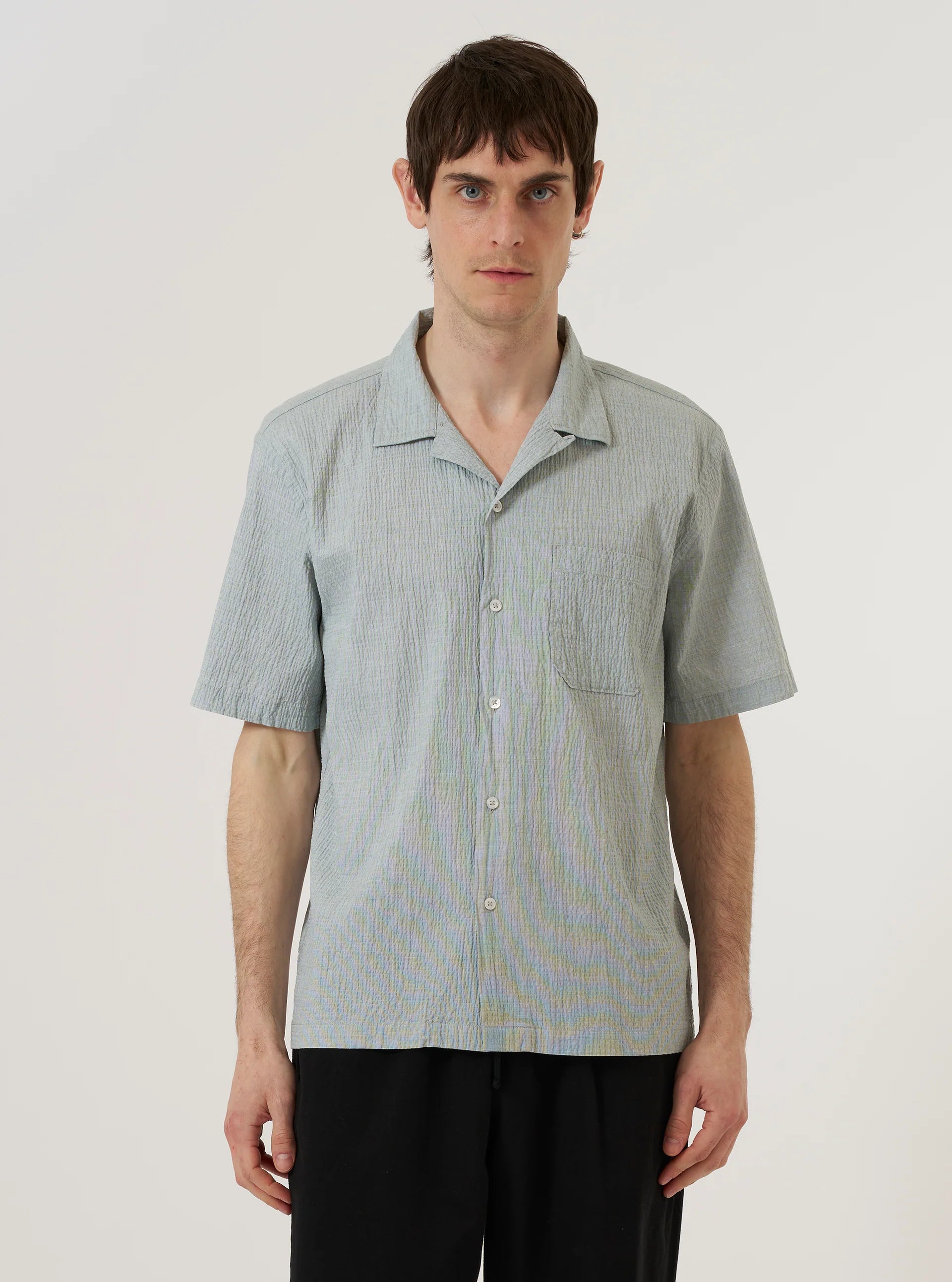 Universal Works Green Seersucker Road Shirt