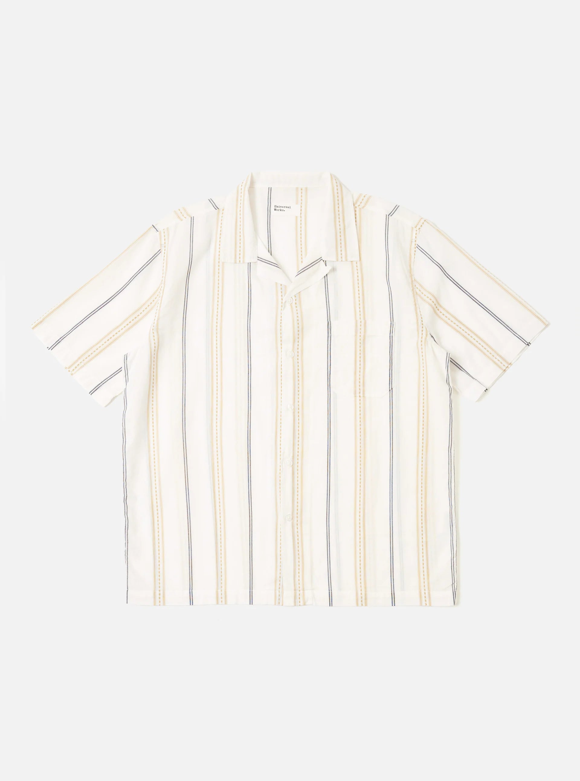 Universal Works Ecru/Navy/Sand Stripe Road Shirt