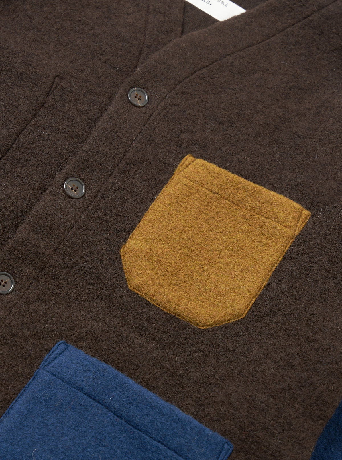 Universal Works Wool Fleece Cardigan Brown/Indigo