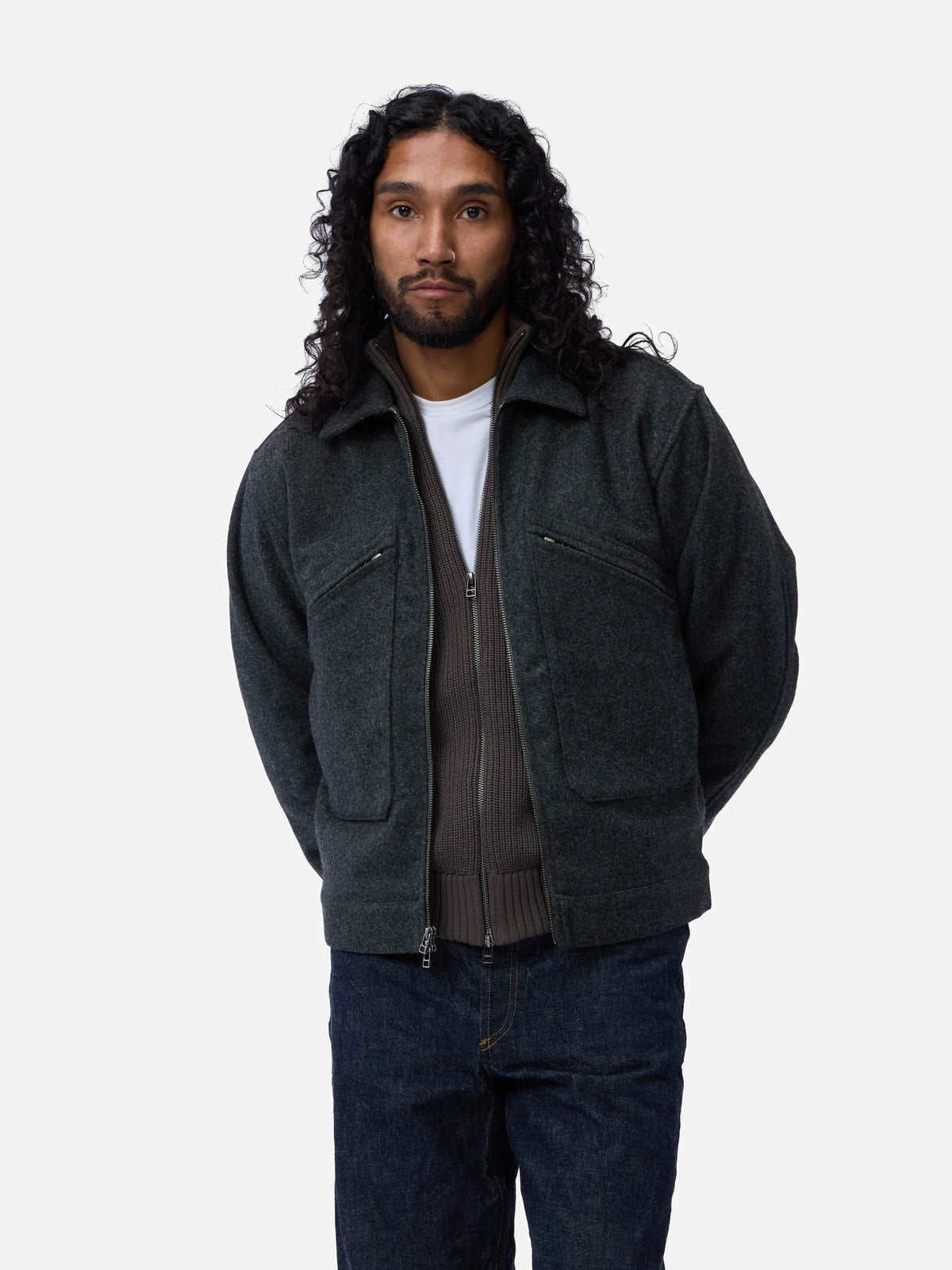 3sixteen Cycling Jacket Charcoal Melton Wool