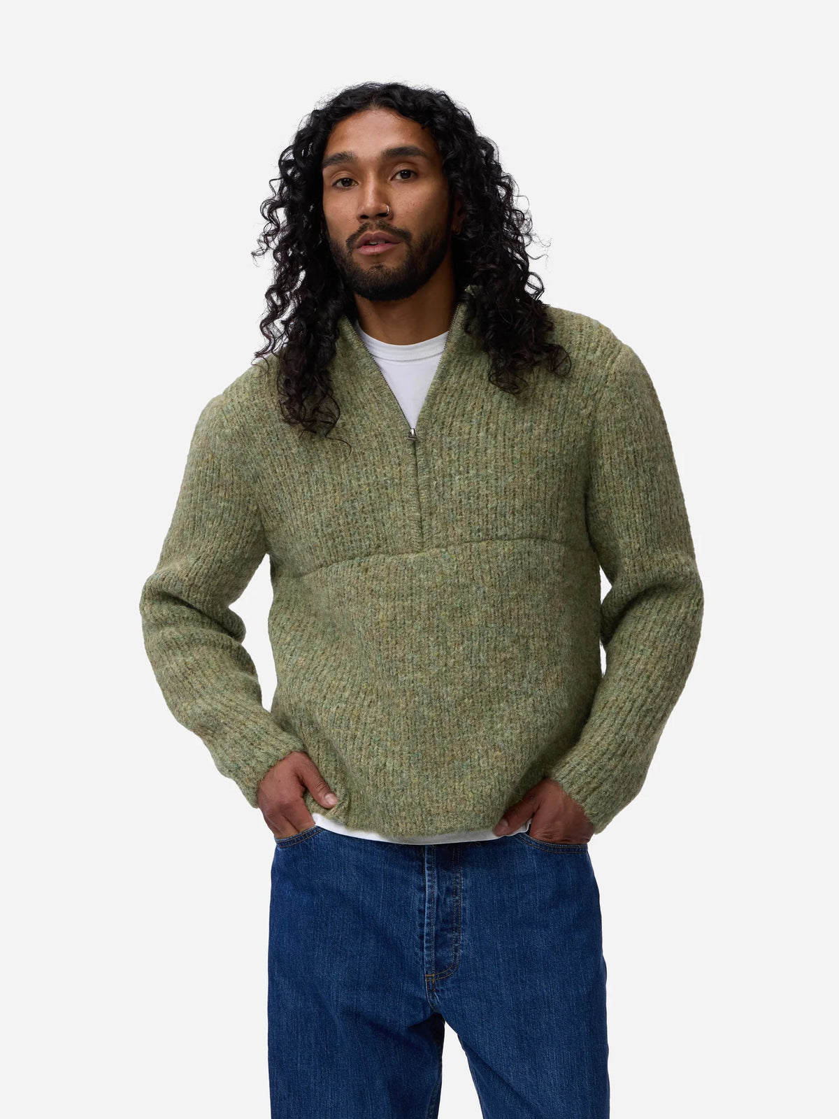 3sixteen Half Zip Knit Marled Sage