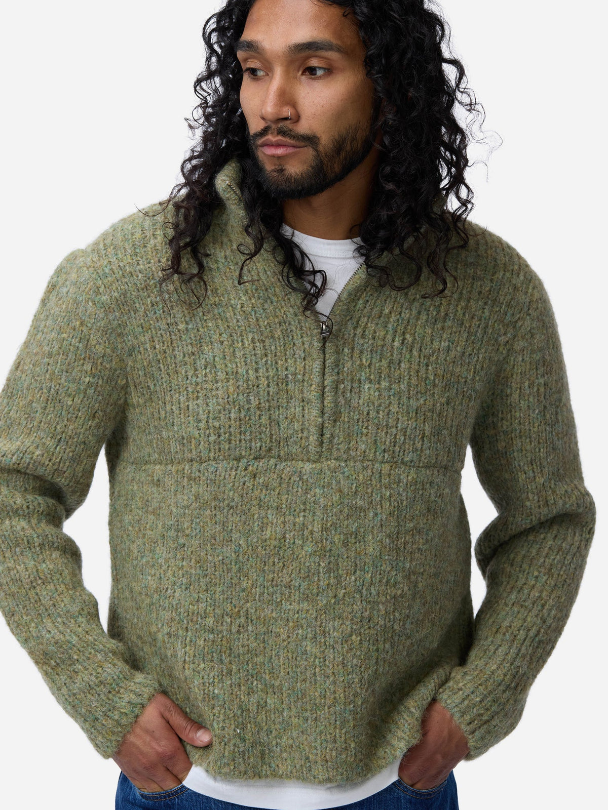 3sixteen Half Zip Knit Marled Sage