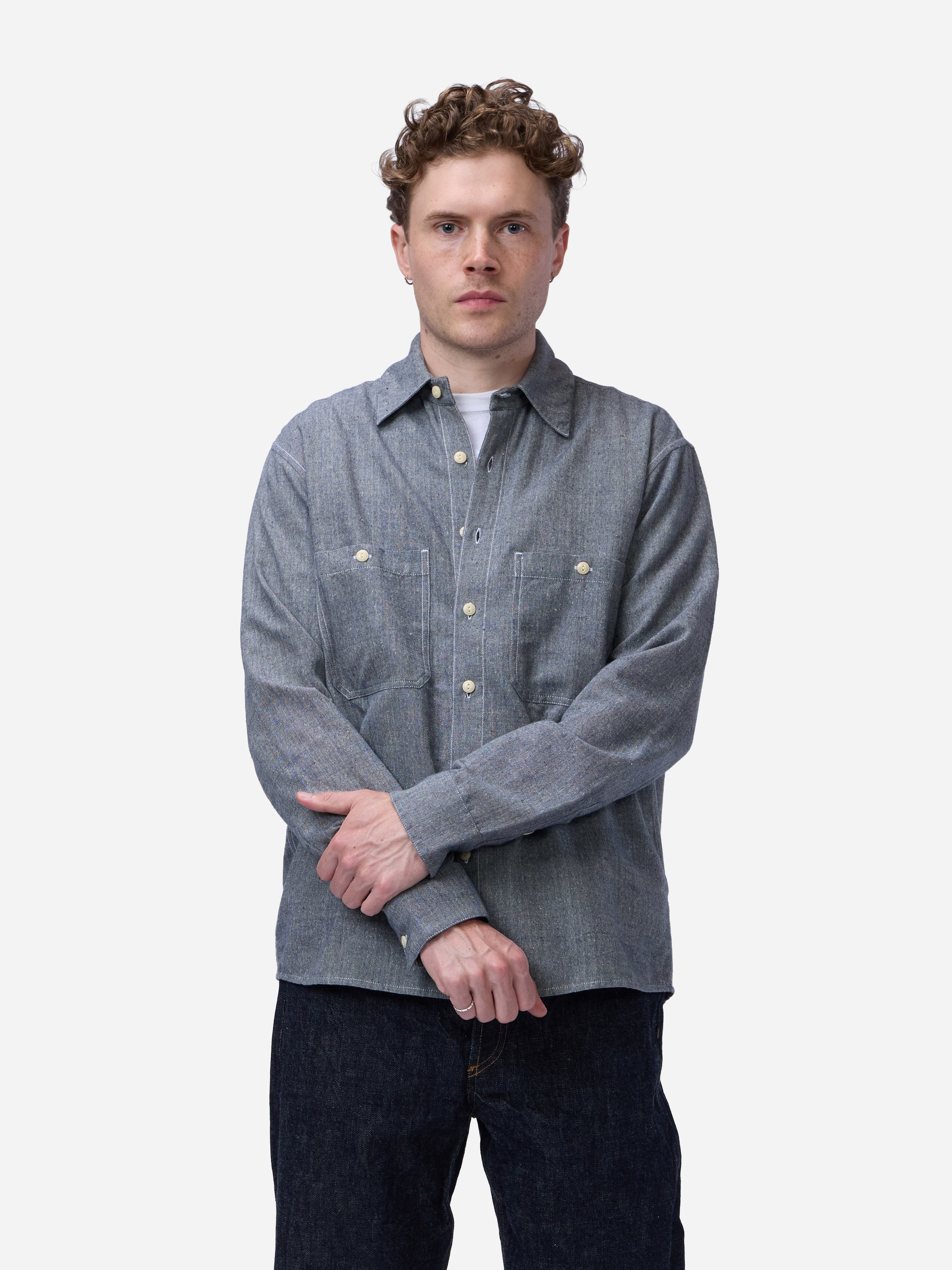 3sixteen Utility Chambray Shirt Handloom Silk Khadi