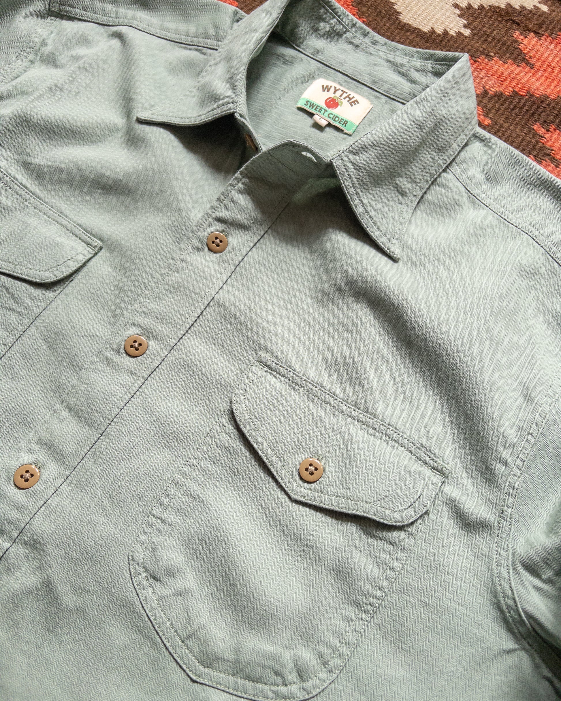 Wythe Cotton HBT Officer's Shirt Sage