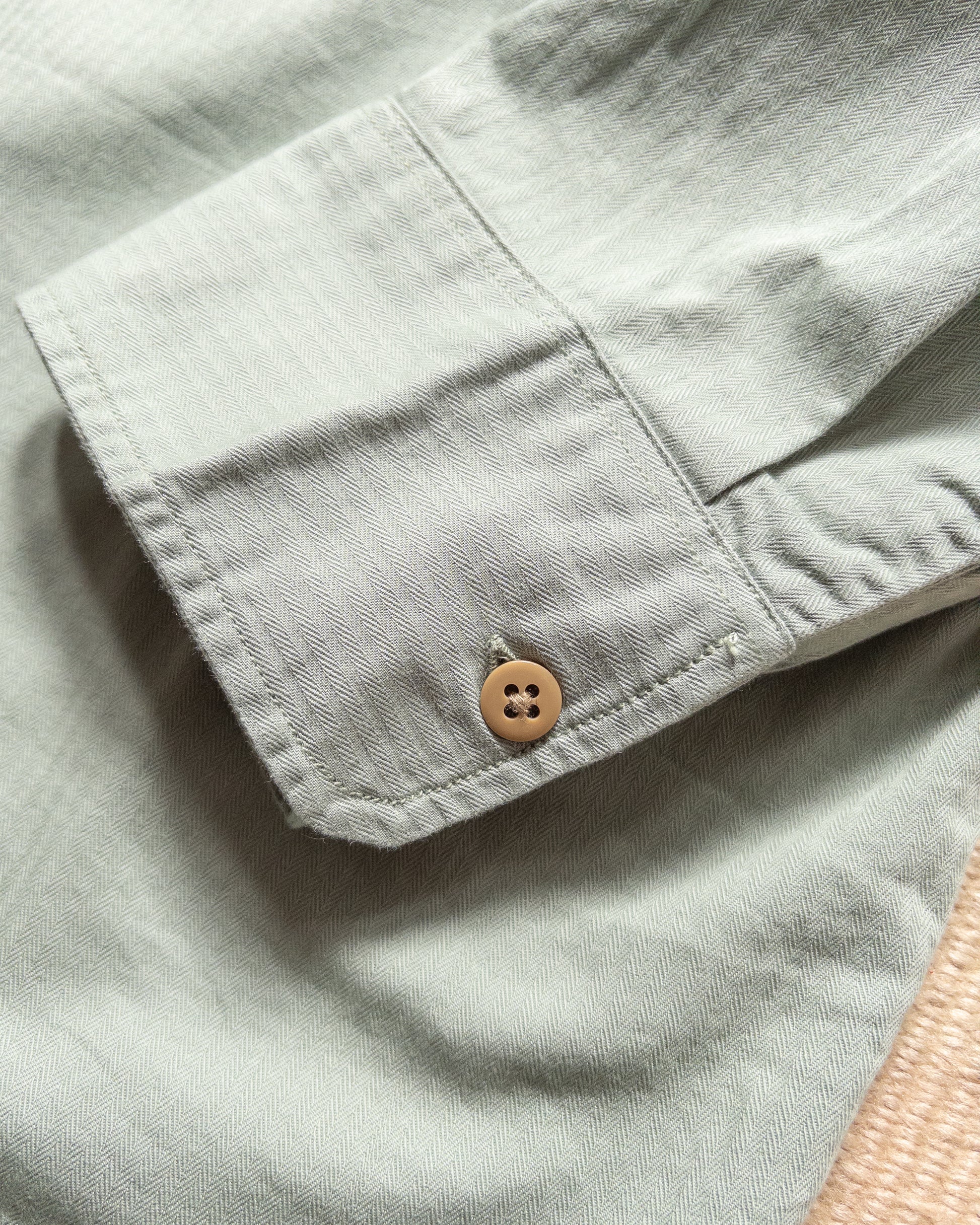 Wythe Cotton HBT Officer's Shirt Sage