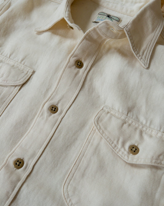 Wythe Cotton HBT Officer's Shirt Buttermilk