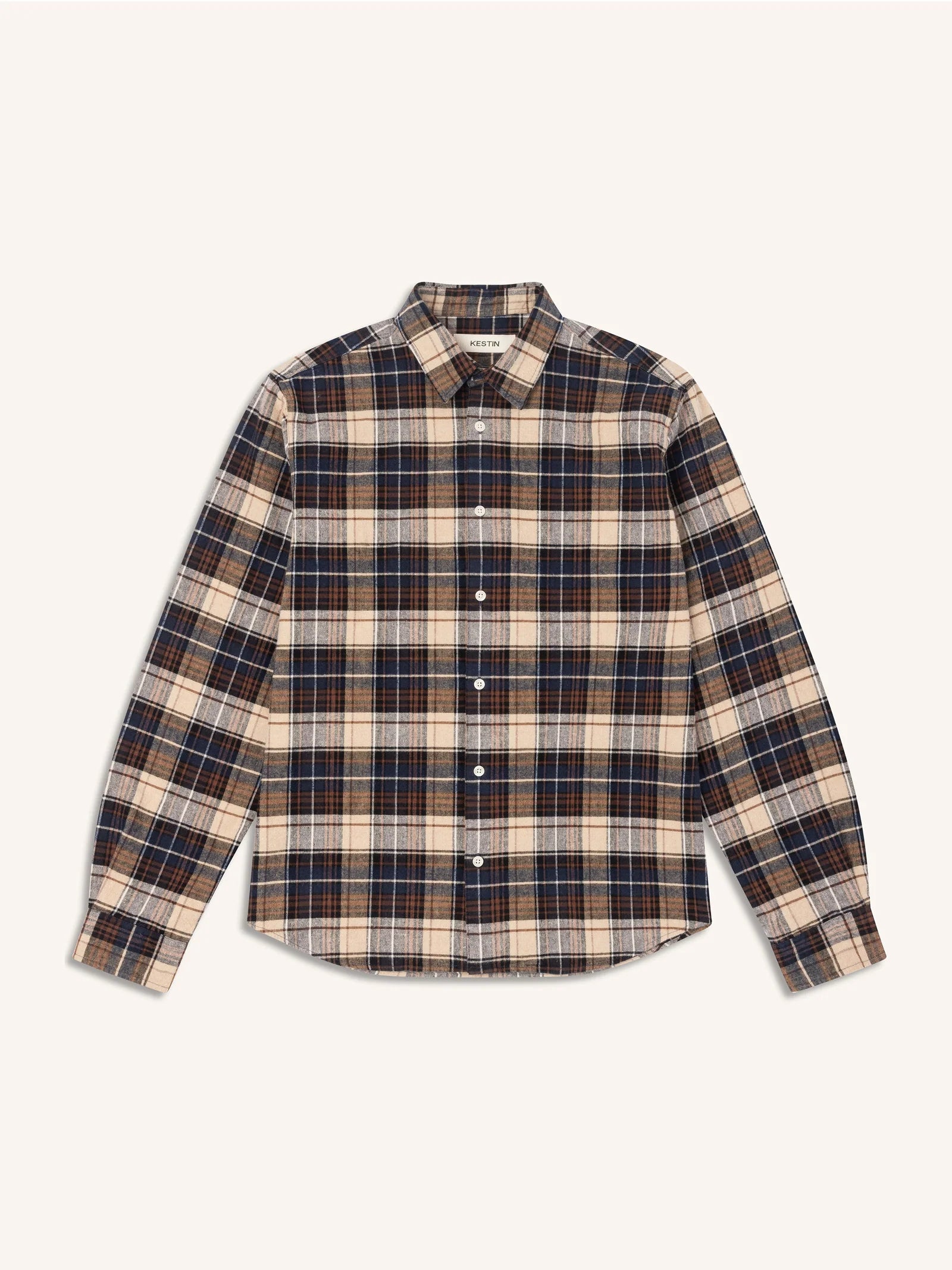 Kestin Dirleton Shirt in Navy Check Heavy Flannel