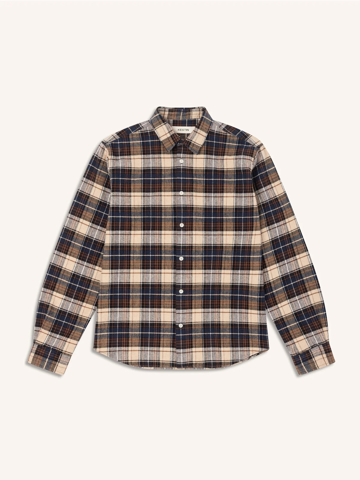Kestin Dirleton Shirt in Navy Check Heavy Flannel