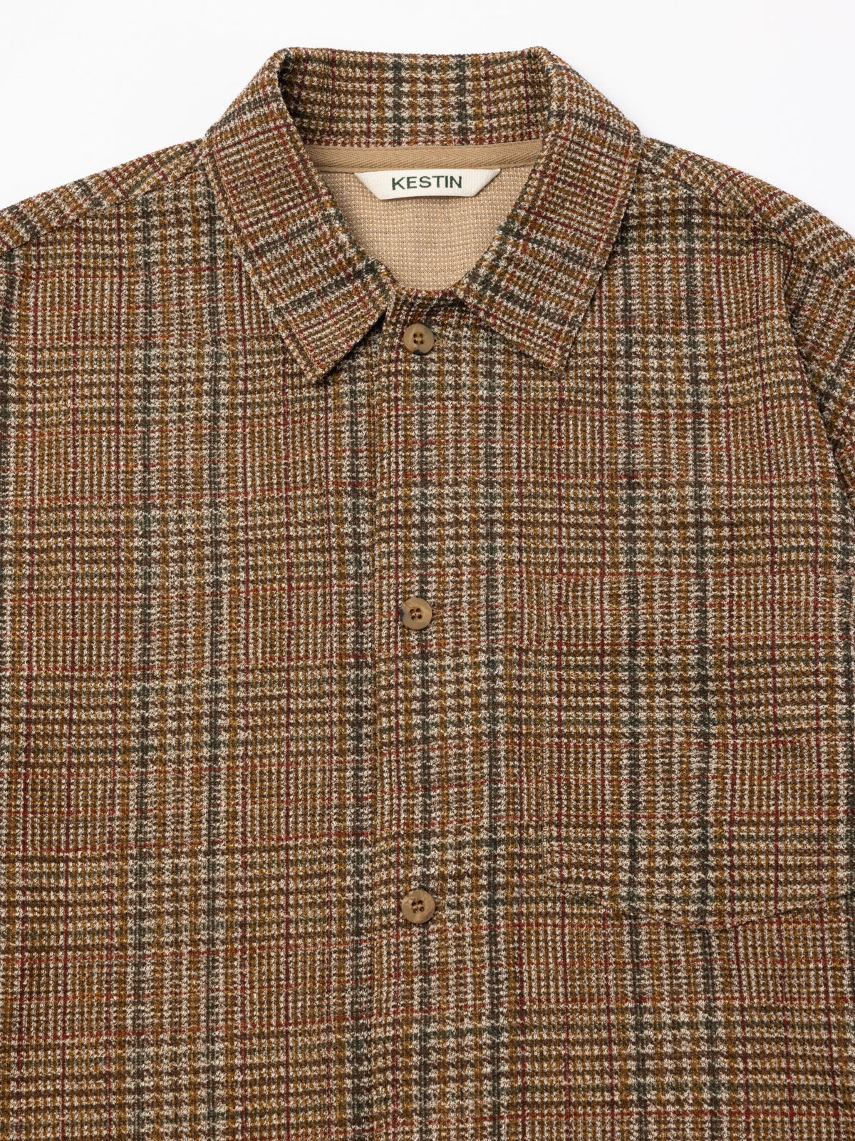 Kestin Porttree Overshirt in Peat Printed Check Jersey