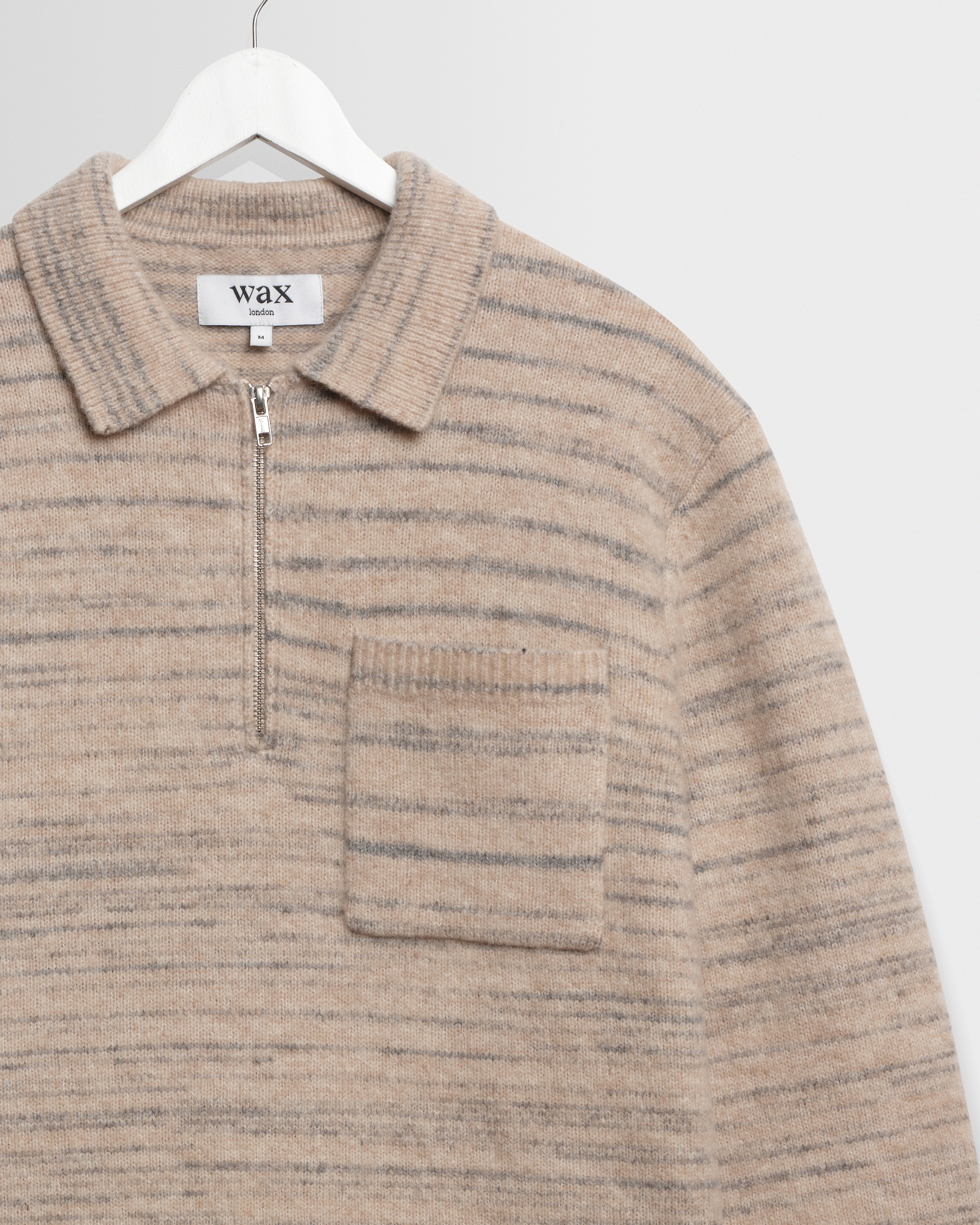 Wax London Alpha Space Dye Long Sleeve Natural/Grey