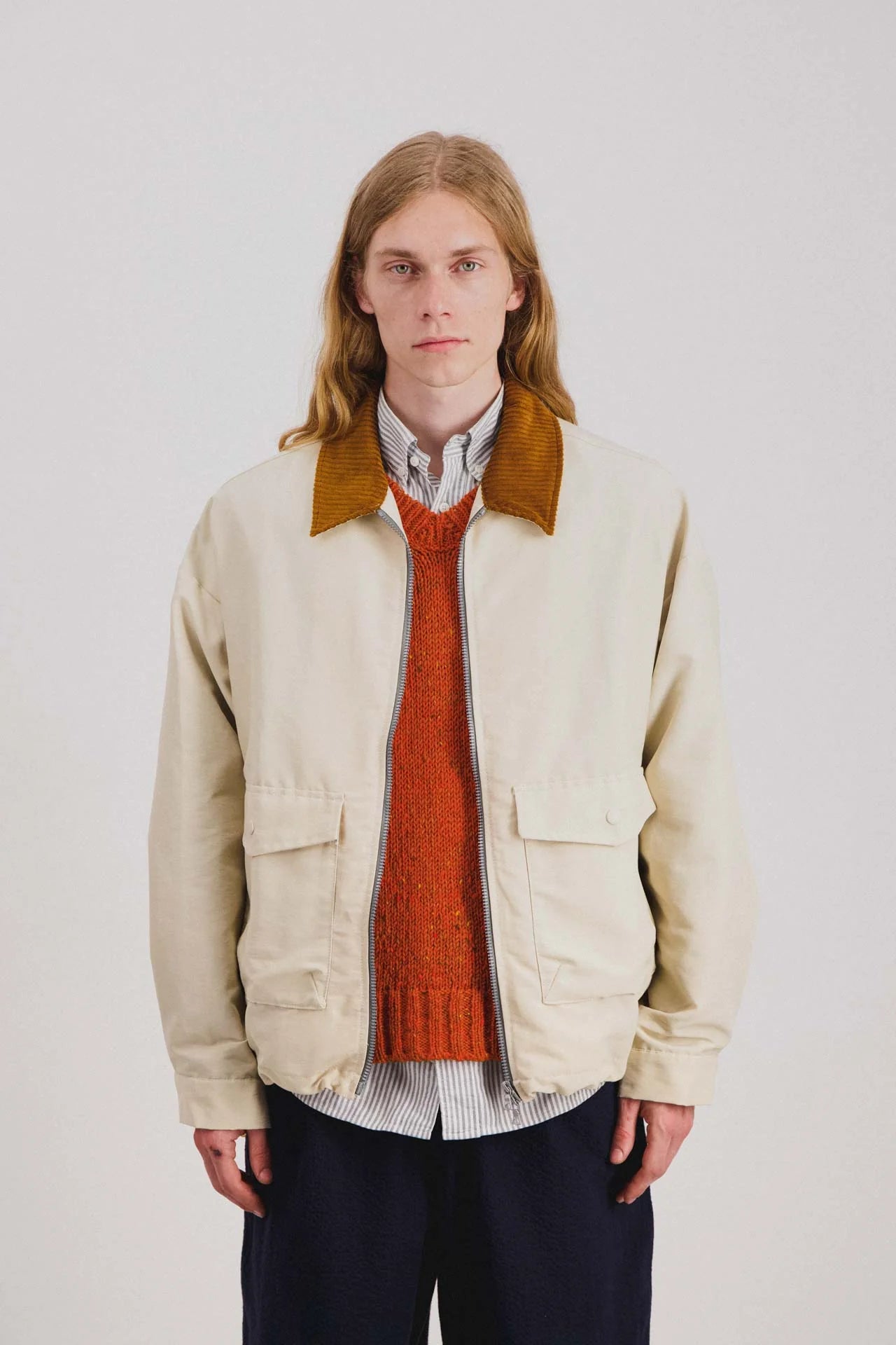 Howlin Boxy Swing Jacket Cord Neck Cream