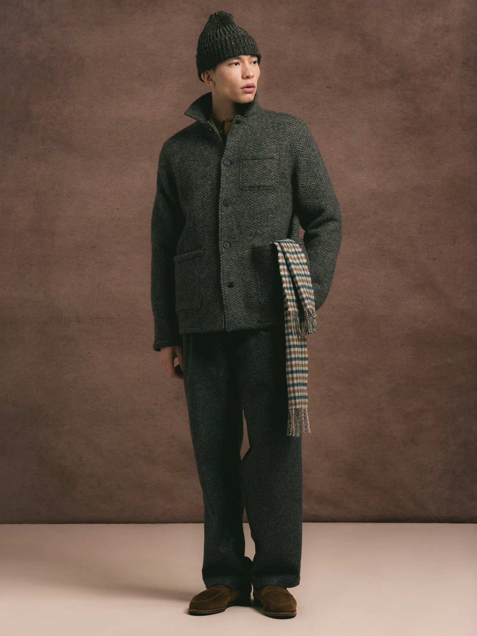 Kestin Ormiston Jacket in Moss Wool Herringbone