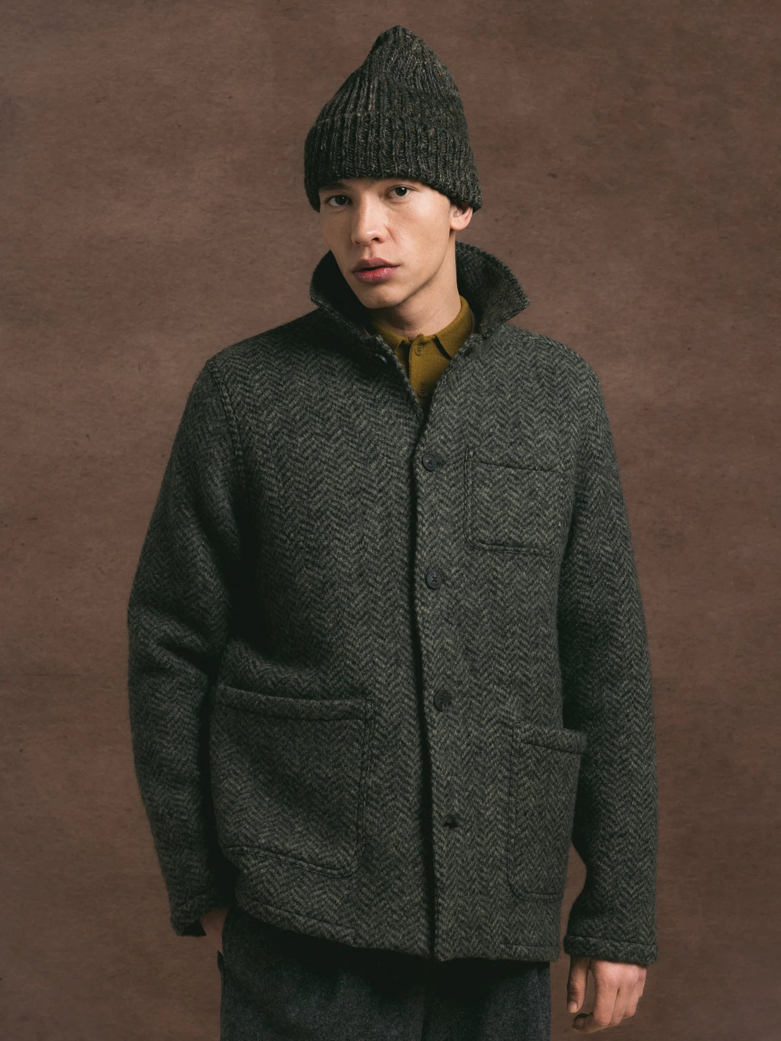 Kestin Ormiston Jacket in Moss Wool Herringbone