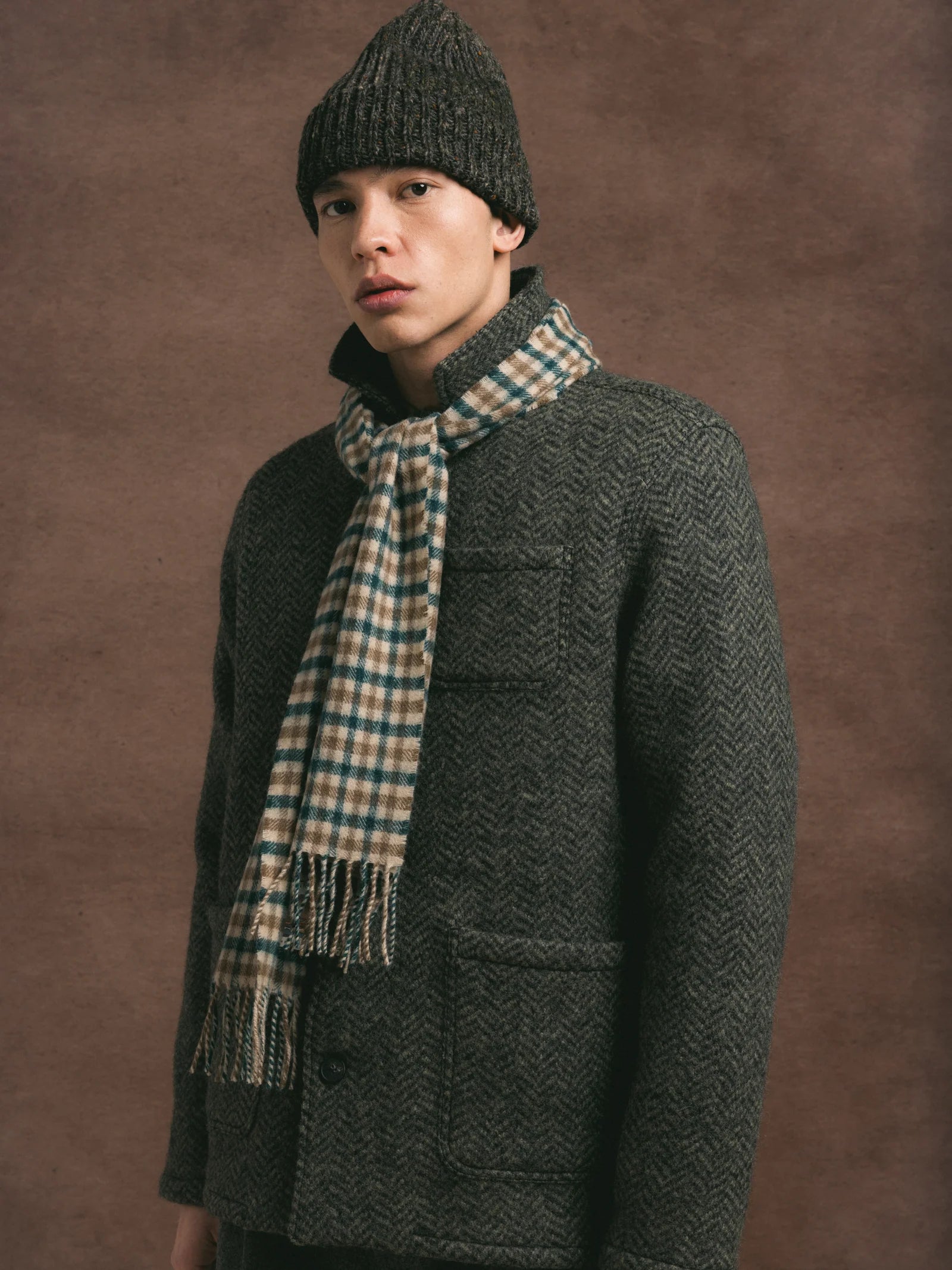Kestin Ormiston Jacket in Moss Wool Herringbone