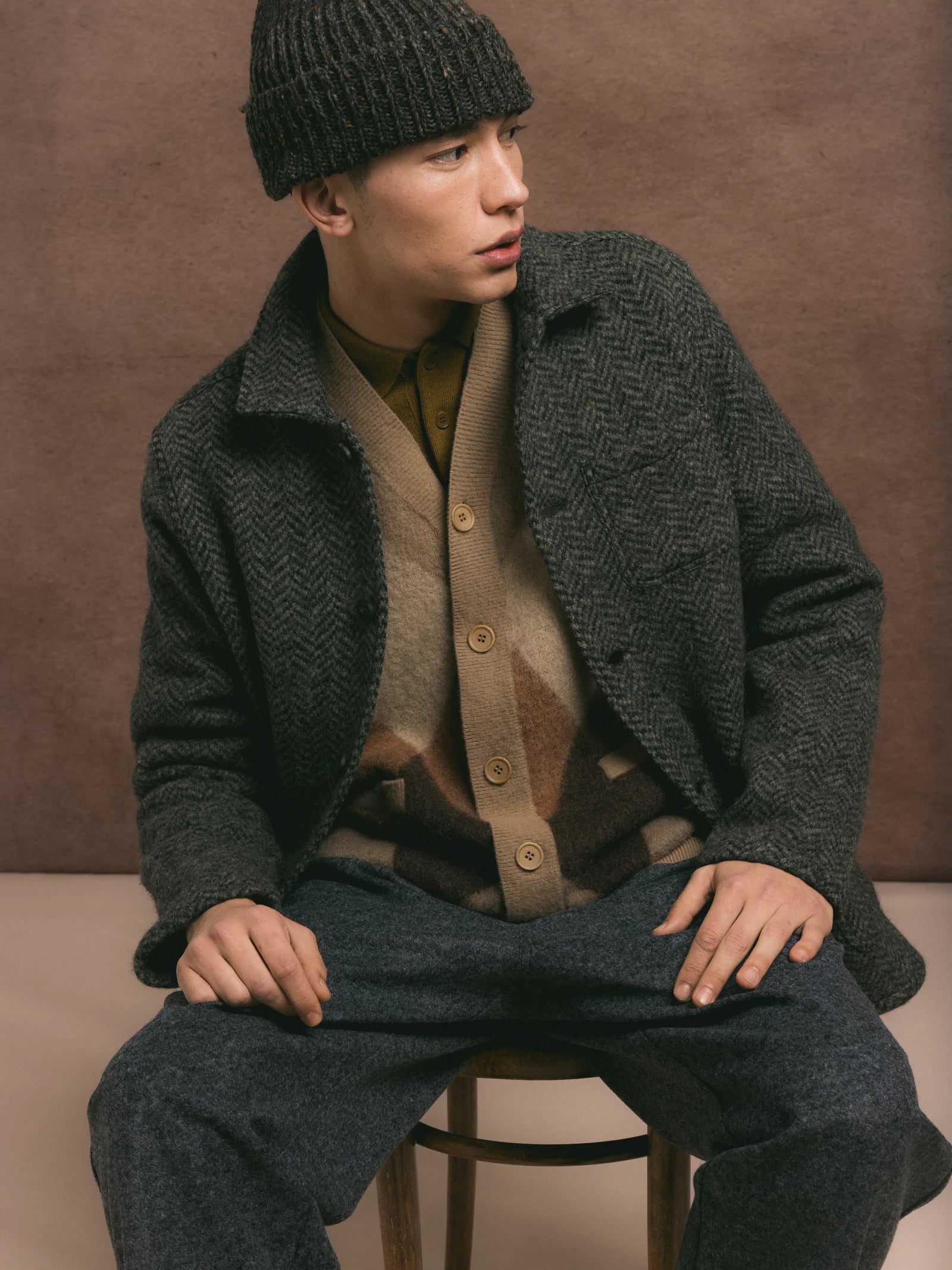 Kestin Ormiston Jacket in Moss Wool Herringbone