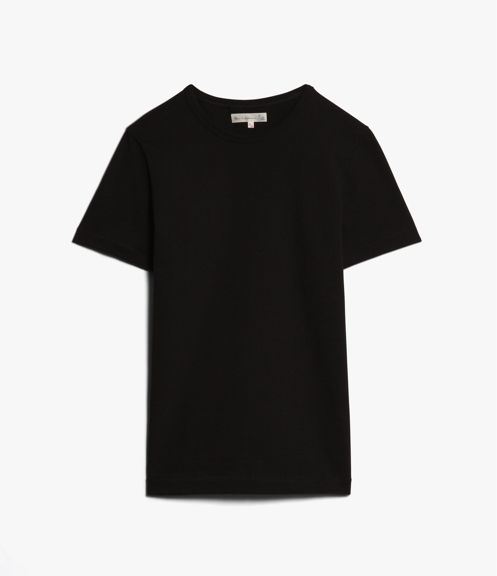 Merz B. Schwanen 215 2-Thread Organic Cotton Crew Neck Tee Deep Black