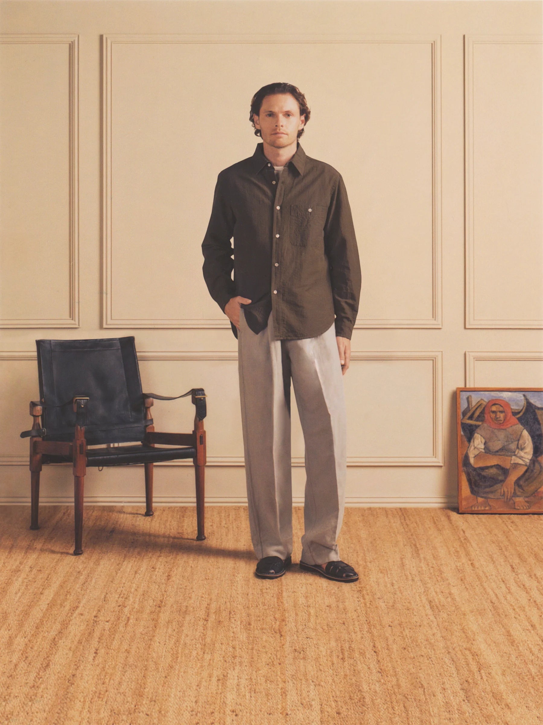 Knickerbocker Park Twill Cotton & Linen Pant Moon Rock