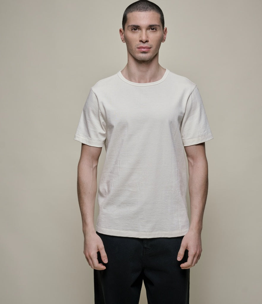 Merz B. Schwanen 215 2-Thread Organic Cotton Crew Neck Tee Nature