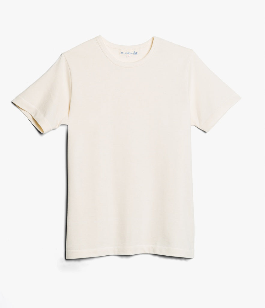 Merz B. Schwanen 215 2-Thread Organic Cotton Crew Neck Tee Nature