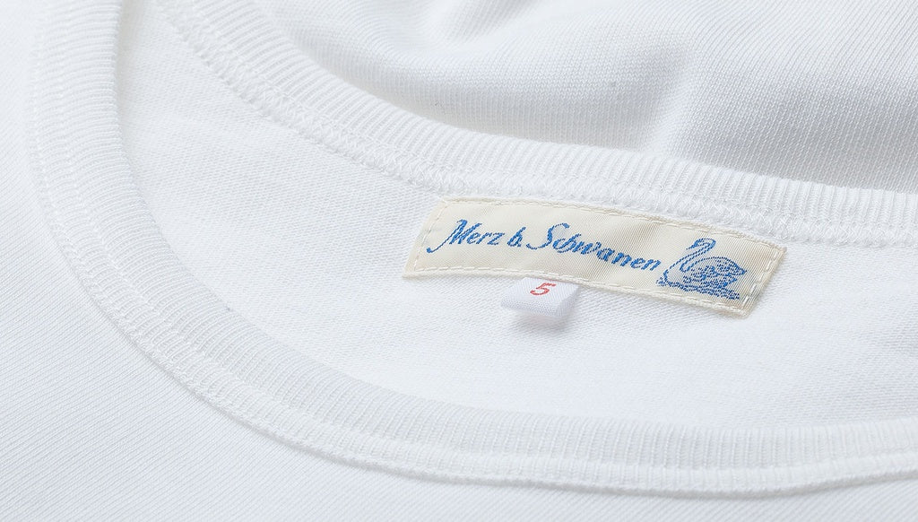 Merz B. Schwanen 215 2-Thread Organic Cotton Crew Neck Tee White