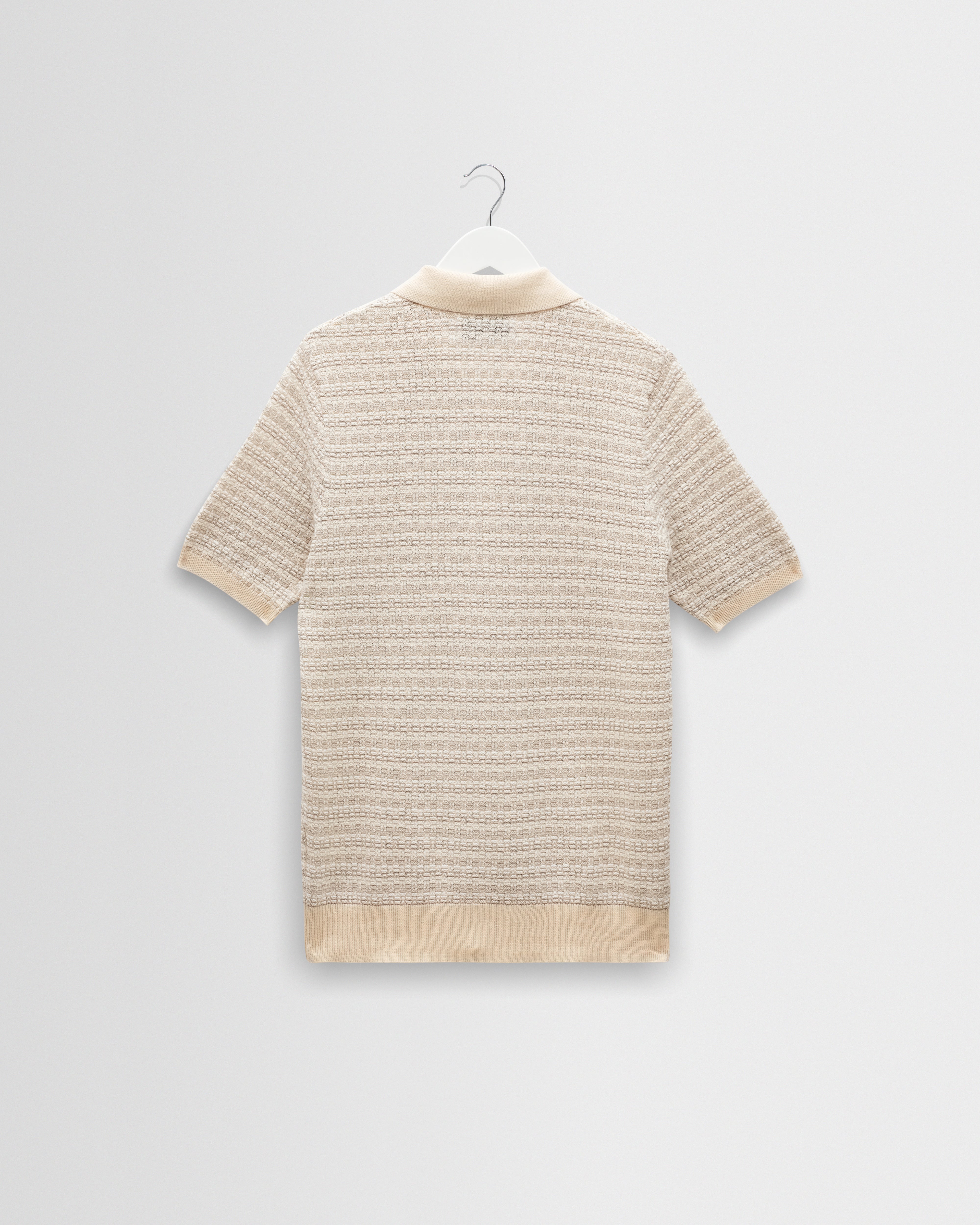 Wax London Naples Short Sleeve Polo Mini Geo Pattern Ecru/Grey