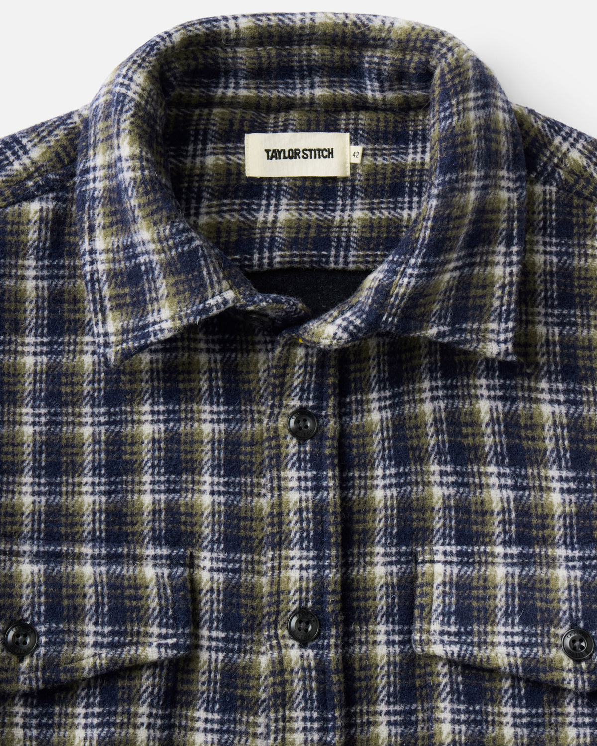 Taylor Stitch The Maritime Shirt Jacket in Navy Shadow Plaid Wool