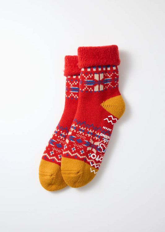 ROTOTO Comfy Room Socks Snow Flake Red