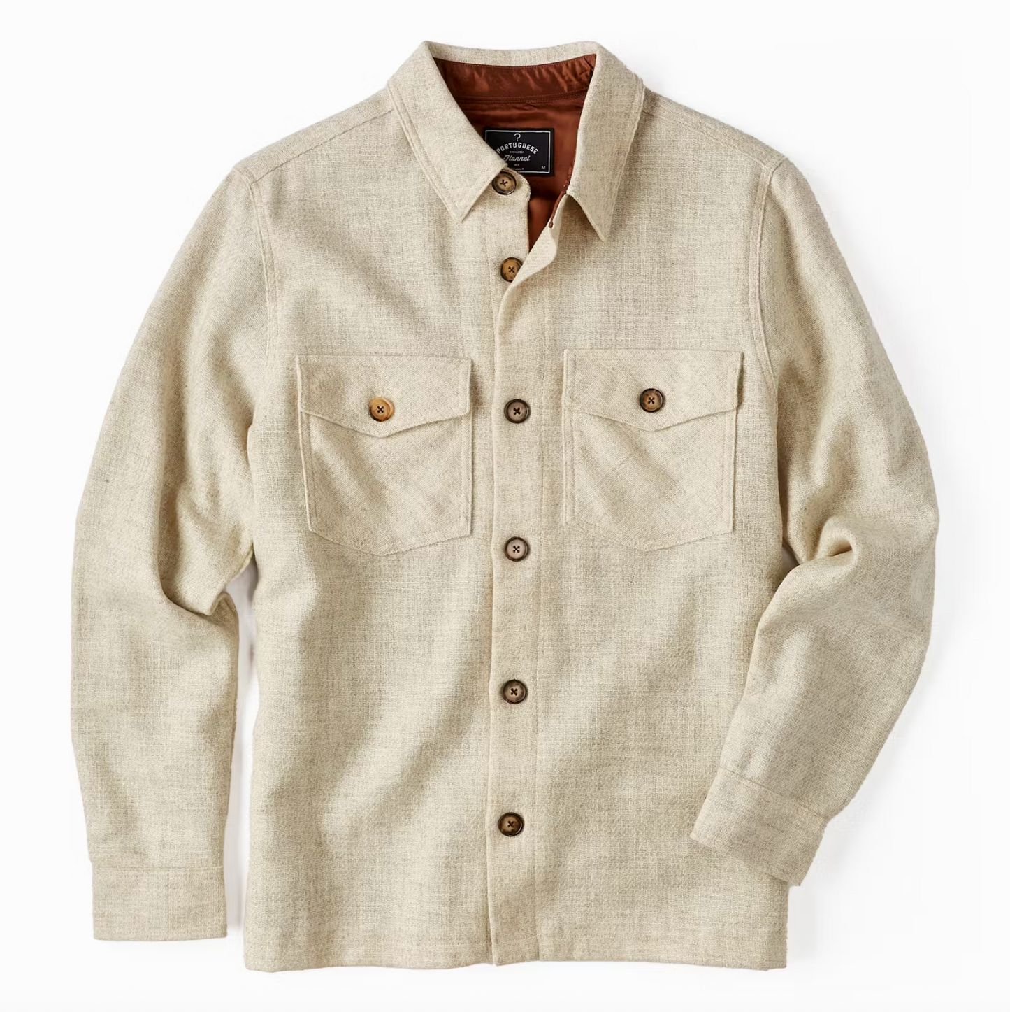 Portuguese Flannel Wool Field Overshirt Ecru