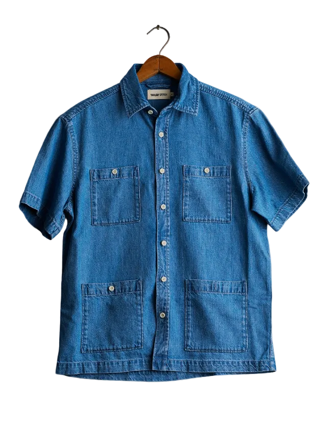 Taylor Stitch The Gulf Shirt in Washed Indigo Denim