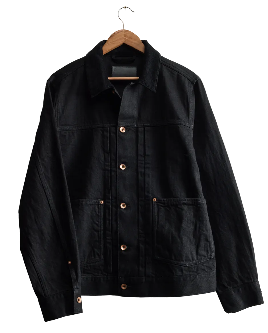 Taylor Stitch The Ryder Jacket in Rinsed Black Organic Selvedge