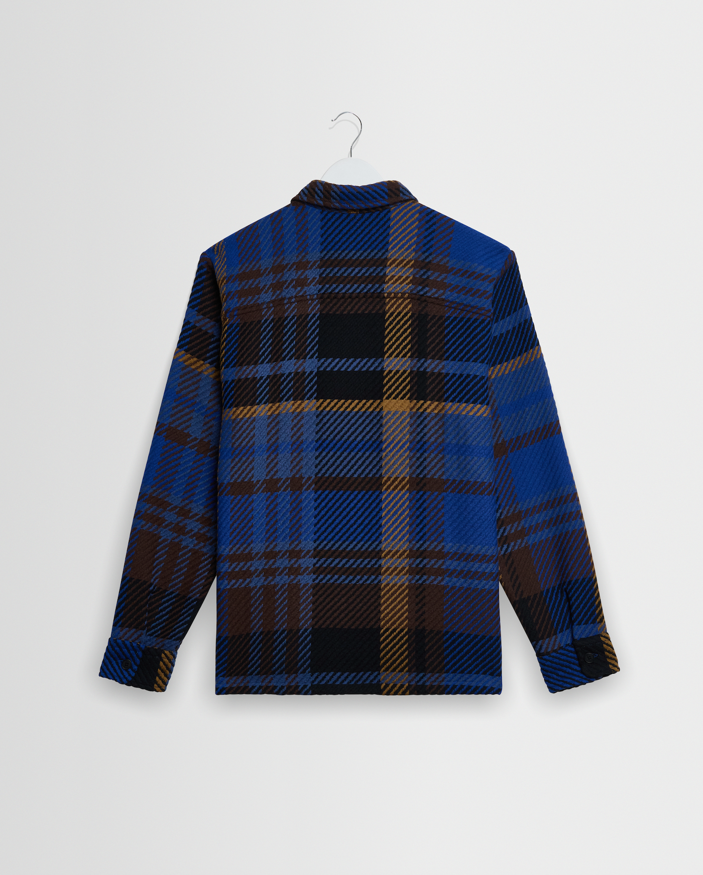 Wax London Whiting Overshirt Bold Check Blue/ Brown