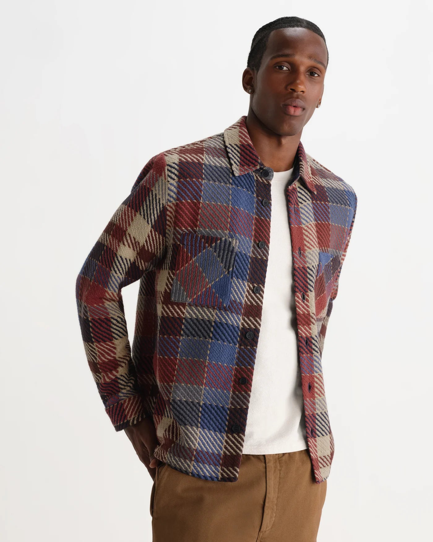 Wax London Whiting Overshirt Rust And Multicolour Pike Check