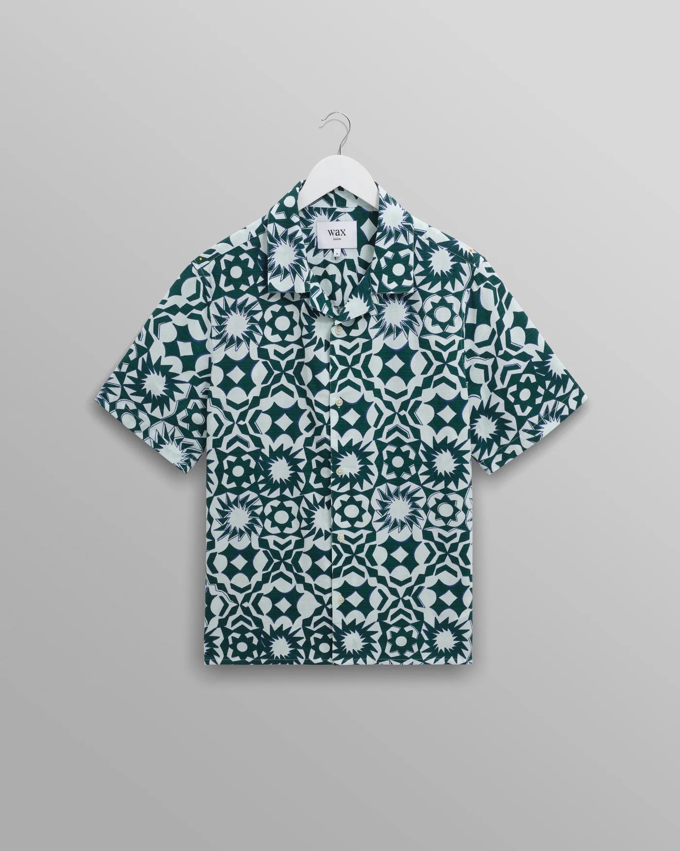Wax London Didcot Short Sleeve Green And White Geometric Cotton