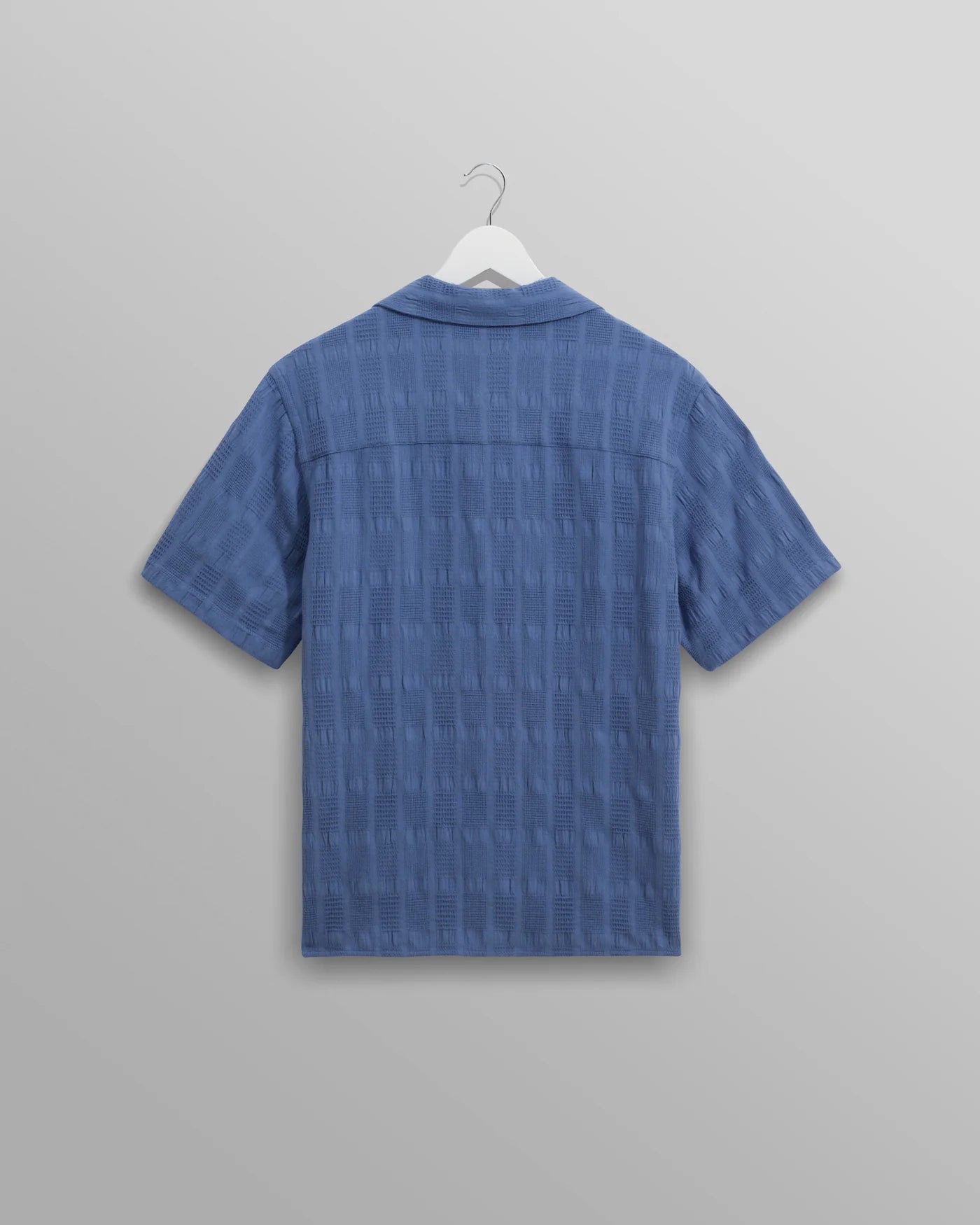 Wax London Didcot Mid-Blue Seersucker Short Sleeve