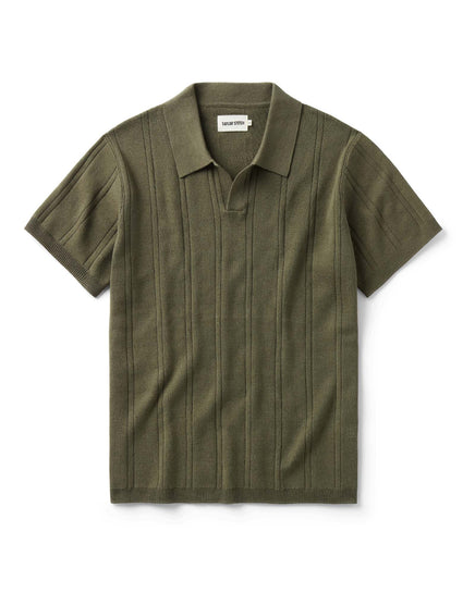 Taylor Stitch The Valencia Sweater Polo in Heather Cilantro Rib
