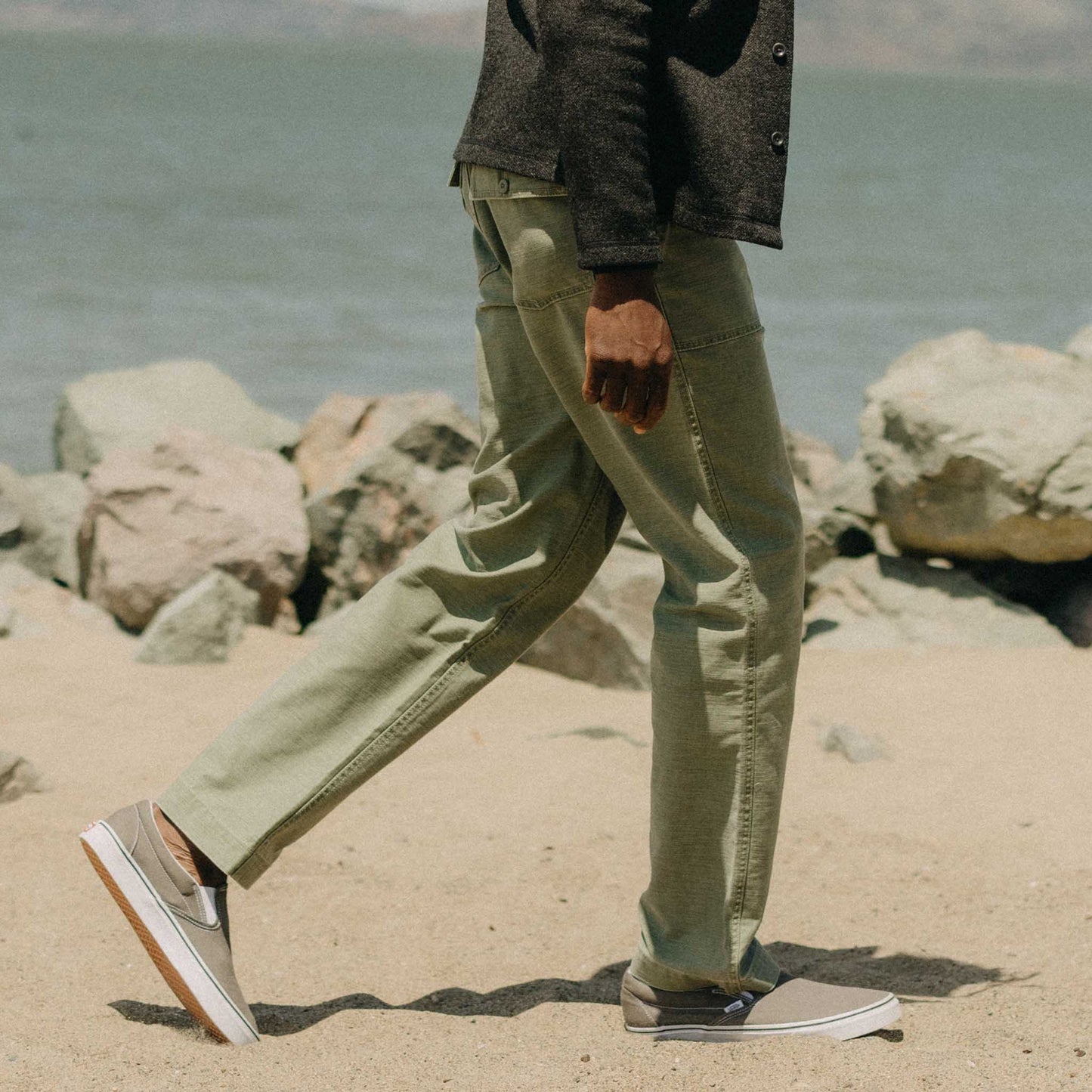 Taylor Stitch The Surplus Pant in Field Olive Reverse Sateen