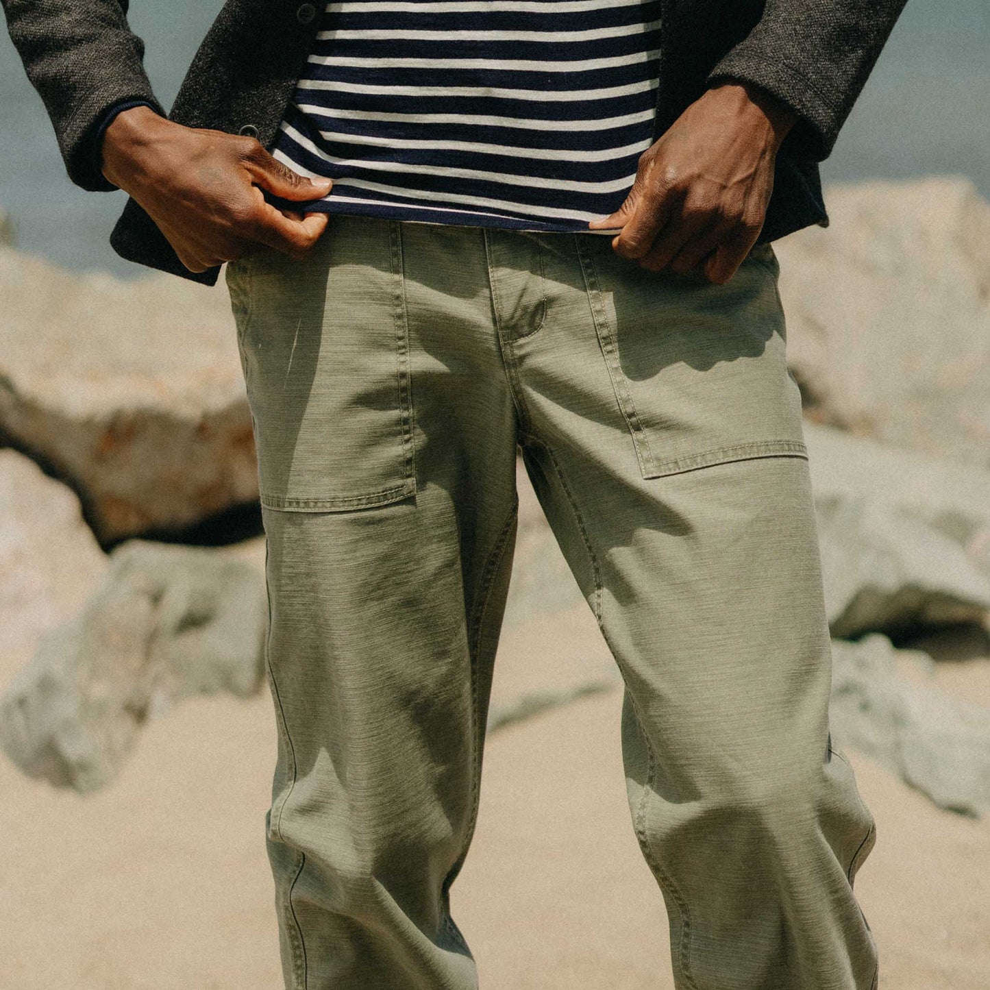 Taylor Stitch The Surplus Pant in Field Olive Reverse Sateen