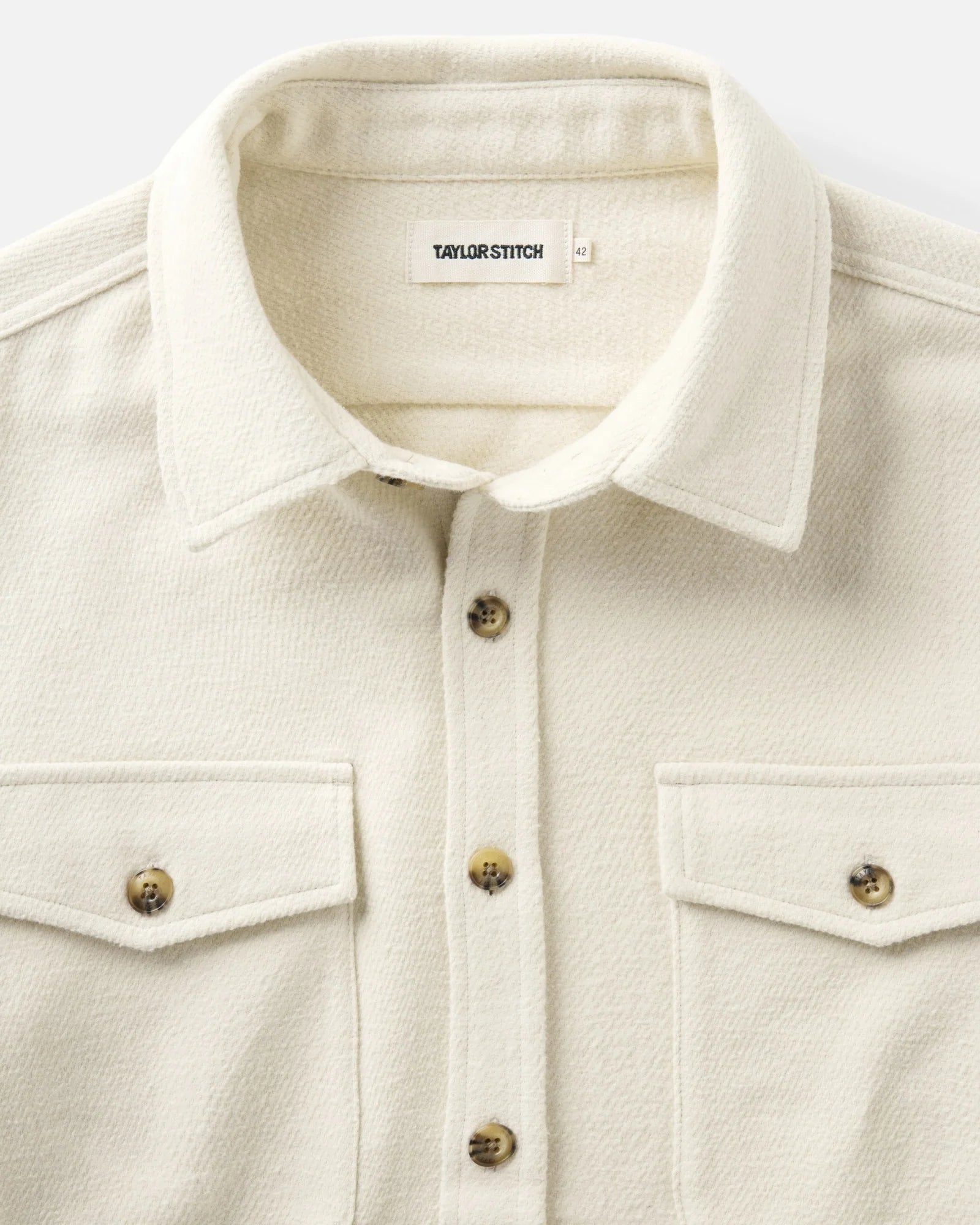 Taylor Stitch The Maritime Shirt Jacket in Vintage White Moleskin Twill