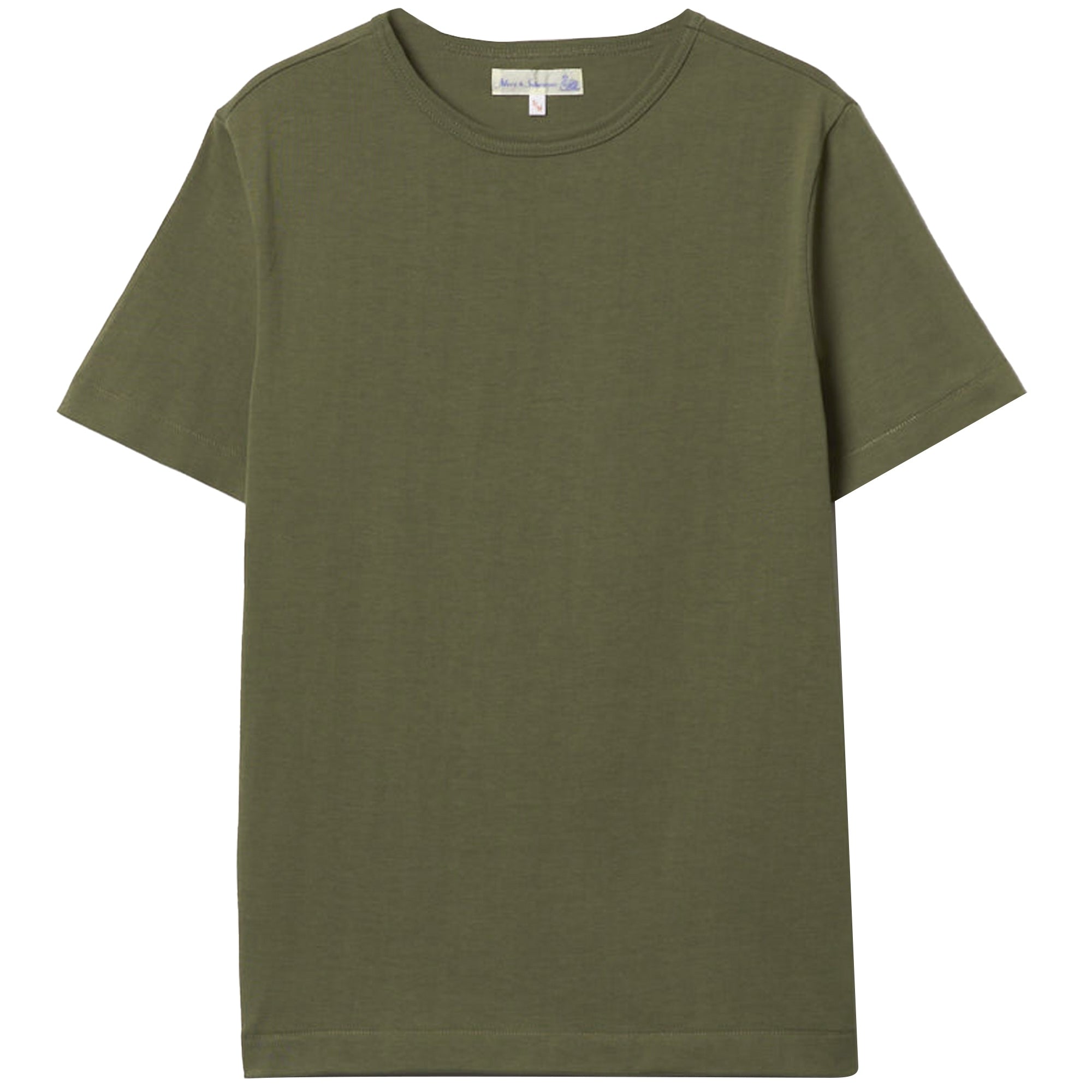 Merz B. Schwanen 215 2-Thread Organic Cotton Crew Neck Tee Army