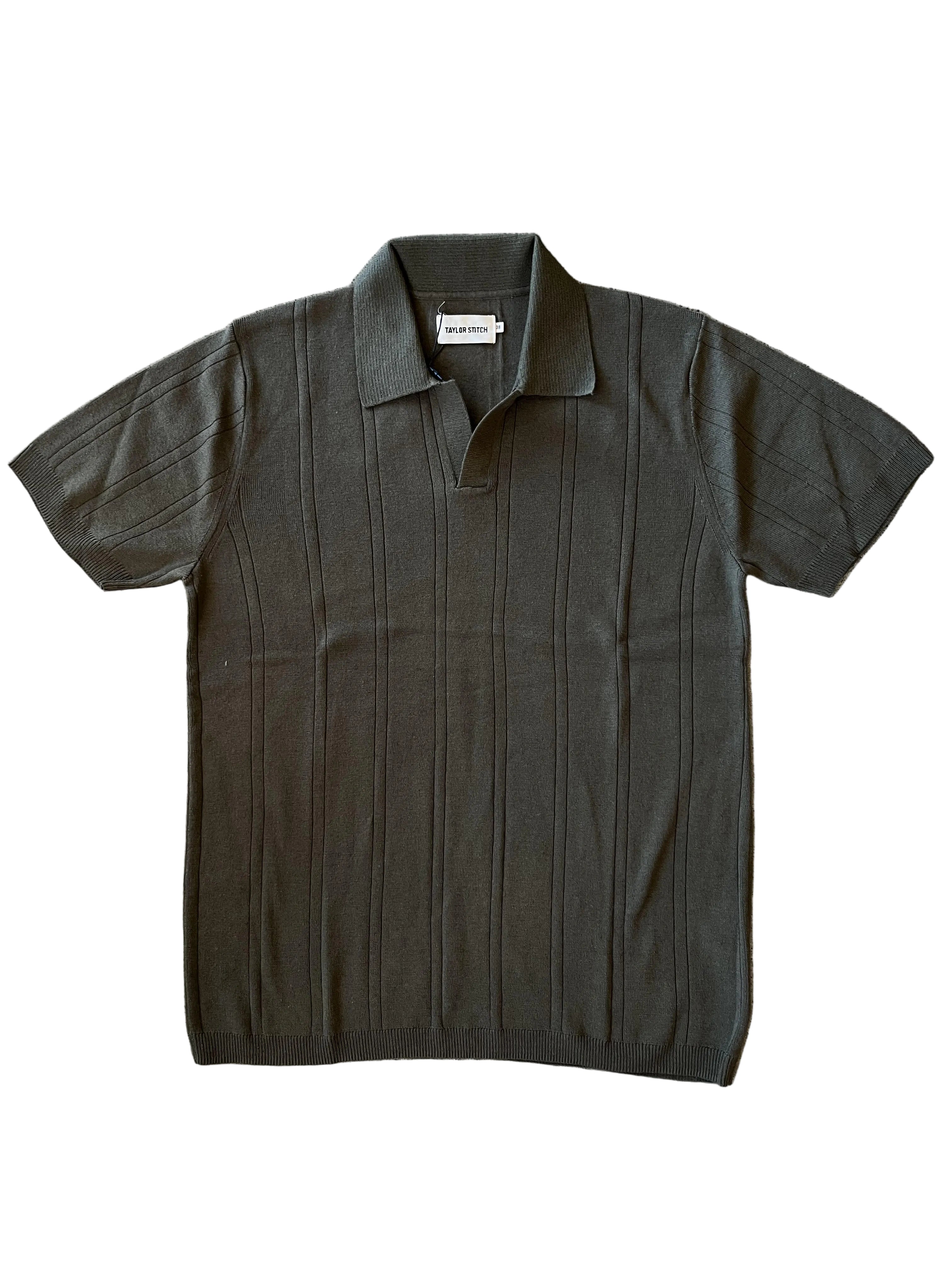 Taylor Stitch The Valencia Sweater Polo in Heather Cilantro Rib