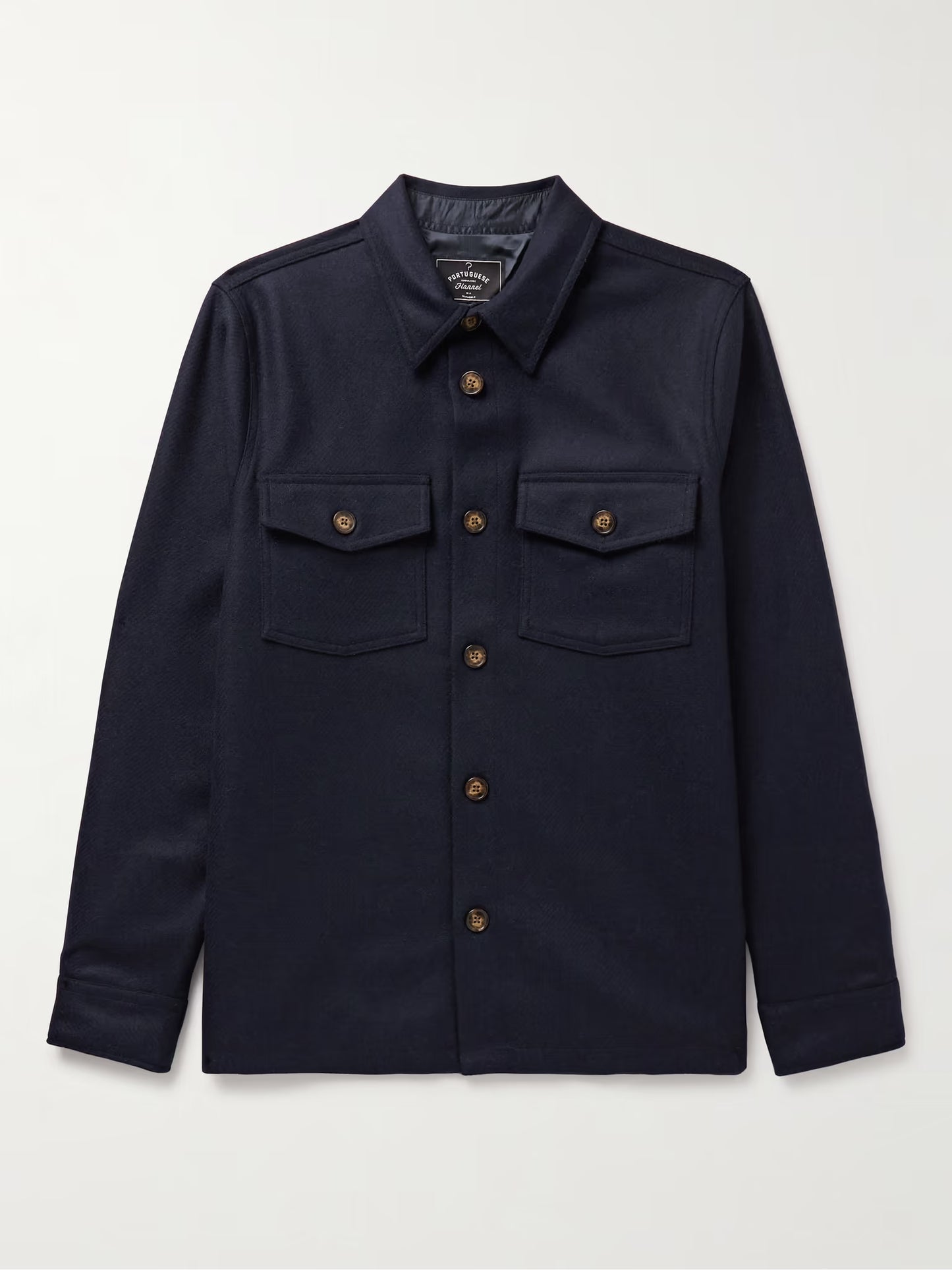 Portuguese Flannel Wool Field Overshirt Navy