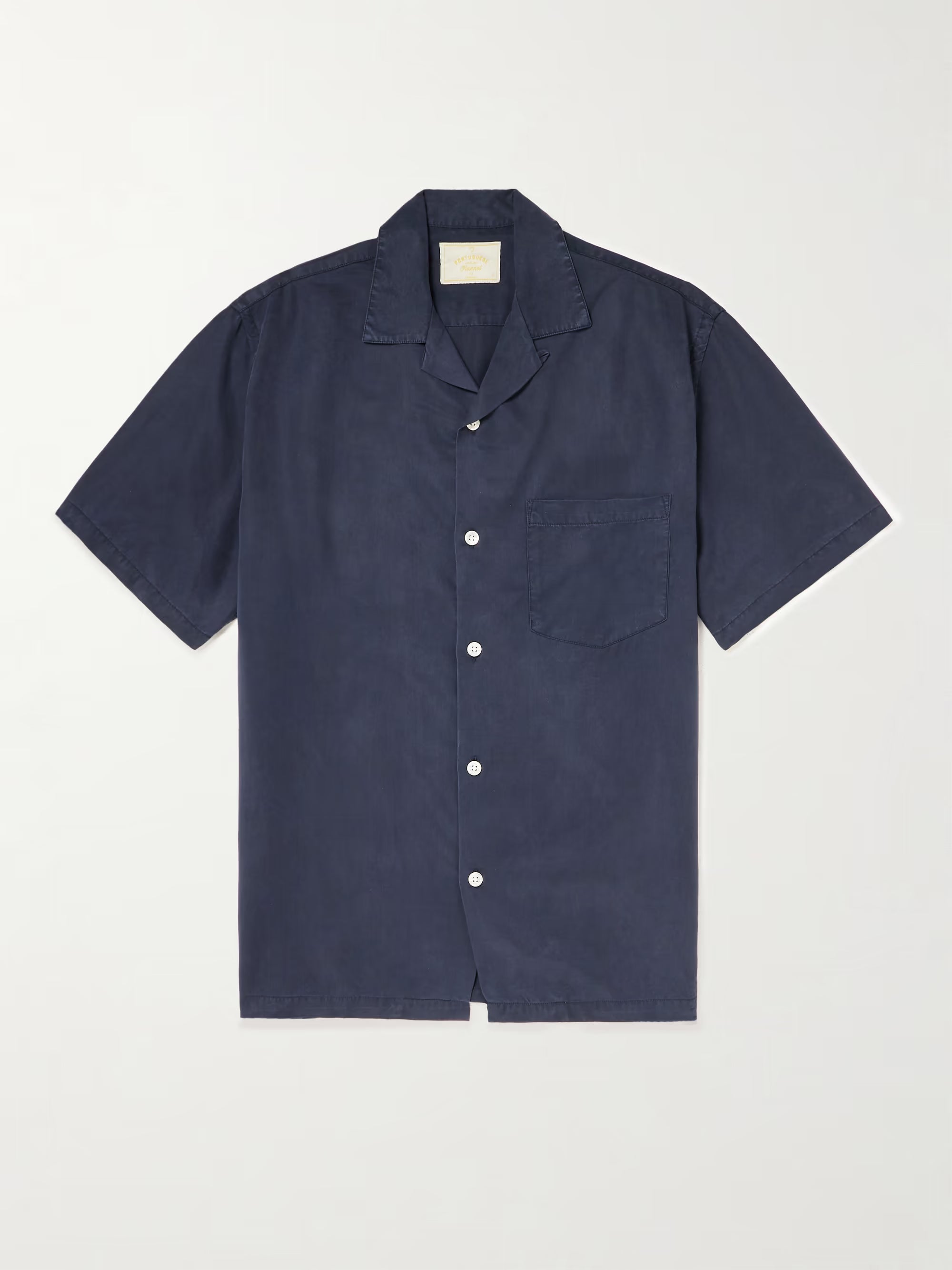 Portuguese Flannel Dogtown Short Sleeve Button Up in Navy