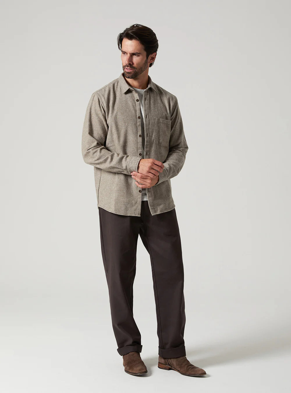 Freeman Weathervane Flannel Light Olive Twill
