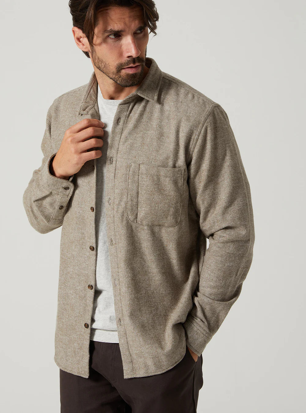 Freeman Weathervane Flannel Light Olive Twill
